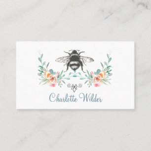 Script Signature Personalized Bee Floral Calling Card