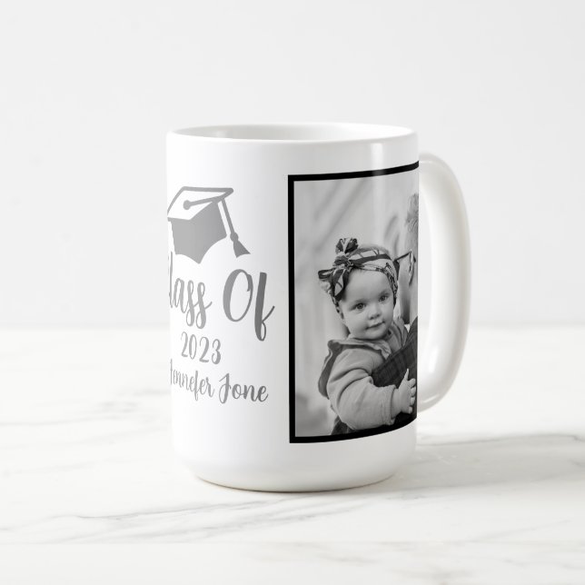  Script Silver 2023 Custom Graduation Photo  Coffee Mug (Front Right)