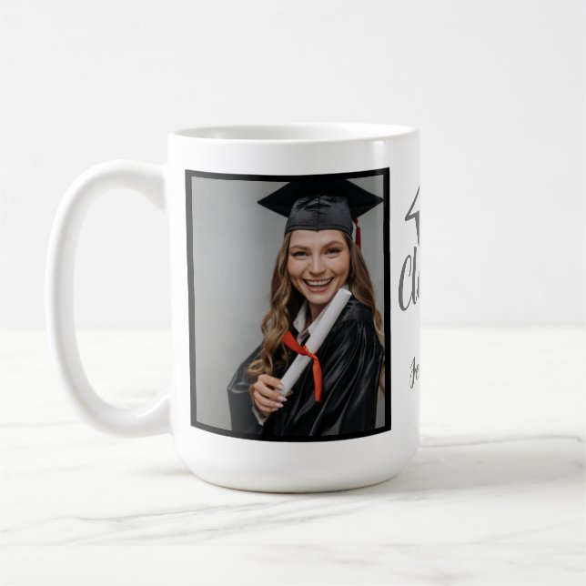 Script Silver 2026 Custom Graduation Photo  Coffe Coffee Mug (Left)