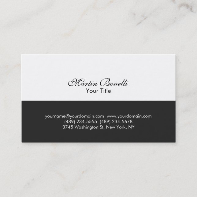 Script Simple Grey White Consultant Business Card (Front)
