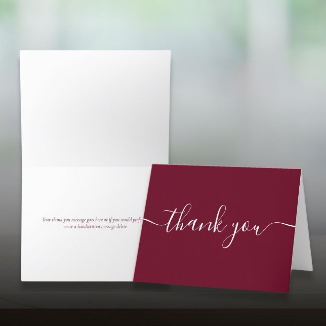 Script Simple Modern Elegant Burgundy Thank You Card (Script Simple Modern Elegant Burgundy Thank You Card)
