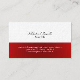 Script Simple Red White Consultant Business Card