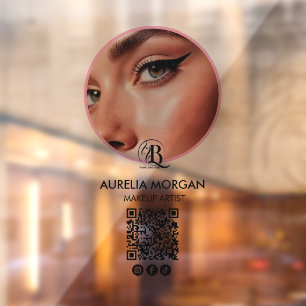 Script Social Icon QR Code Photo makeup Artist Window Cling