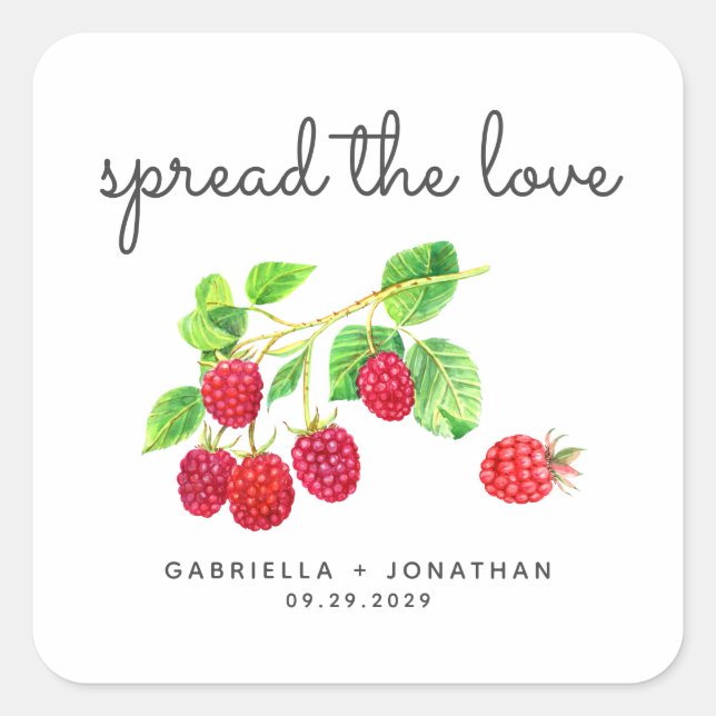 Script Spread The Love Raspberry Jam Favor Sticker (Front)