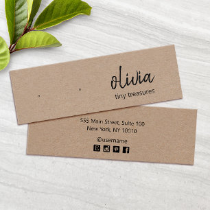 Script Stud Earring  Tan Kraft Display Card