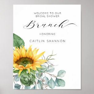 Script Sunflower Bridal Shower Brunch Welcome Poster