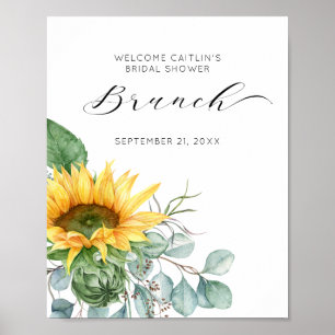 Script Sunflower Bridal Shower Brunch Welcome Poster