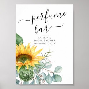 Script Sunflower Bridal Shower Perfume Bar Sign