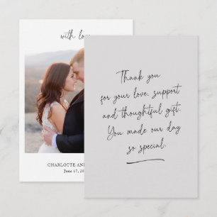 Script Swash Grey Thank You Message Photo Card