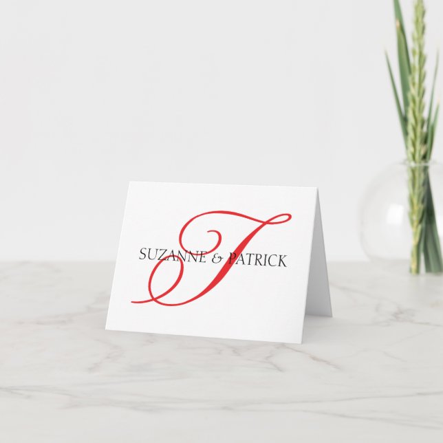 Script T Monogram Notecard (Red / Black) (Front)