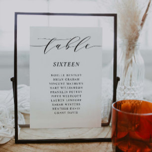 Script Table Number Wedding Reception Card S105