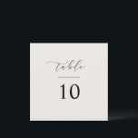 Script Table Number Wedding Reception Square Card<br><div class="desc">Our table number card sign features hand lettered script and classic typography for a minimal and elegant way to display the table numbers at your wedding or event.</div>