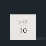 Script Table Number Wedding Reception Square Card<br><div class="desc">Our table number card sign features hand lettered script and classic typography for a minimal and elegant way to display the table numbers at your wedding or event.</div>