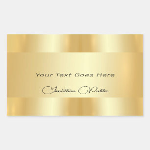 Script Template Typography Elegant Gold Look Rectangular Sticker