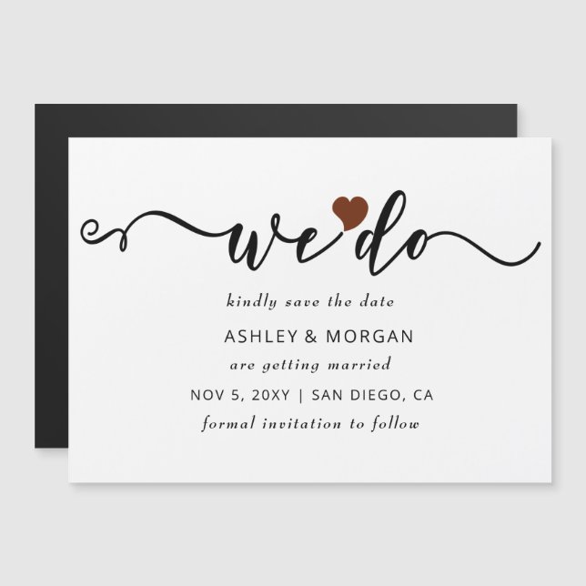 Script Terracotta Heart We Do Save the Date Magnetic Invitation (Front/Back)