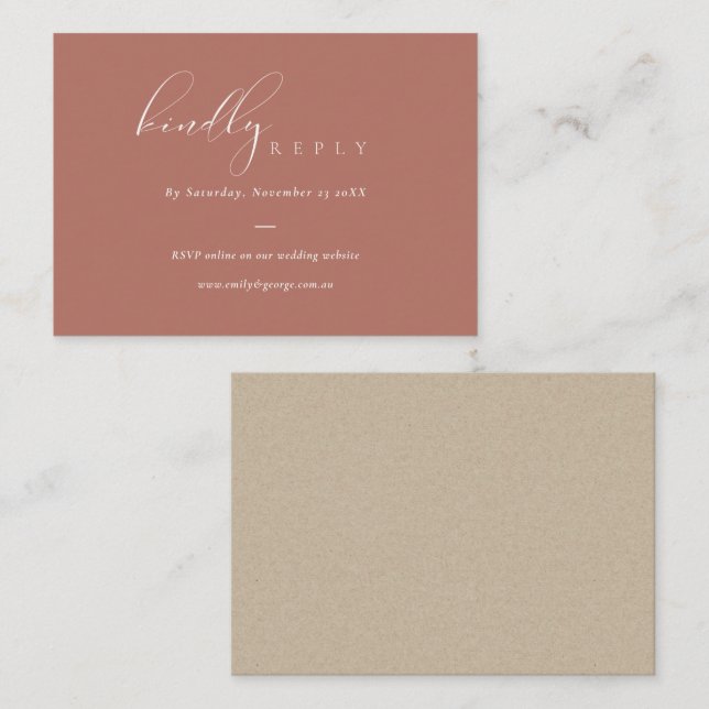 Script Terracotta Online Wedding Website RSVP Enclosure Card (Front/Back)