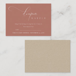 Script Terracotta Rust Diaper Raffle Baby Shower Enclosure Card