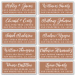 Script TerraCotta Wedding Guest Address Labels<br><div class="desc">Easy to personalise, names and addresses / individual wedding address label stickers for guest invitations. These chic, modern and stylish wedding address labels feature your wedding guest names in white elegant handwritten script calligraphy on a terracotta background. Simply add your individual wedding guest names and address. Exclusively designed for you...</div>