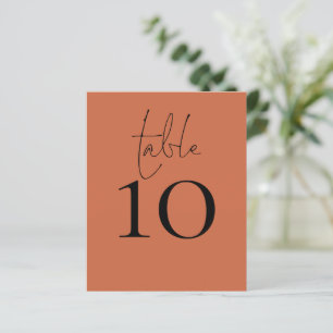 Script Terracotta Wedding Table Number
