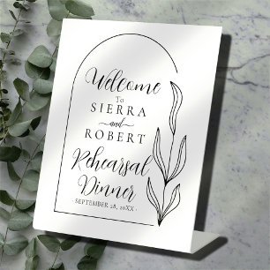 Script Text + Arch Rehearsal Dinner Welcome Pedestal Sign