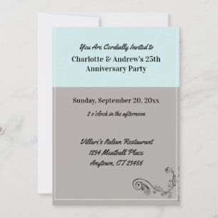 Script Text Blue Grey Anniversary Party Invitation