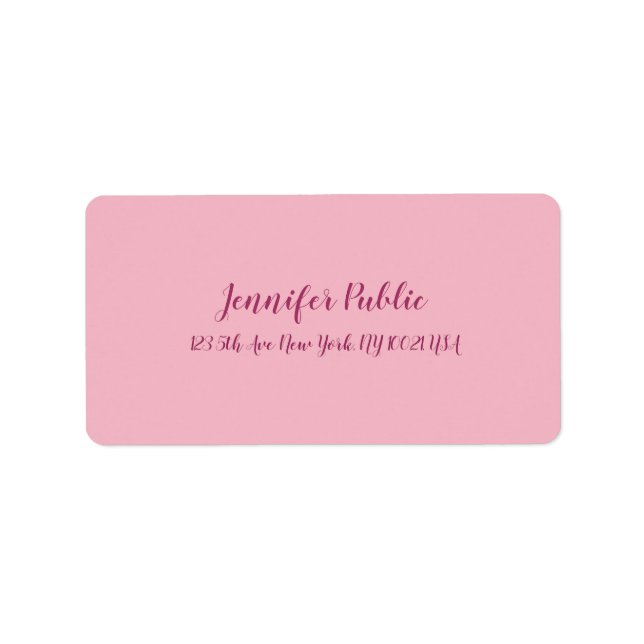 Script Text Modern Elegant Pink Simple Template Label (Front)