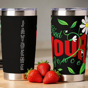 Script Text With Vines And Flowers Insulated Tumbler