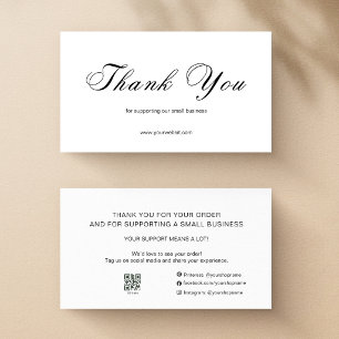 Script Thank You Card Social Media QR Small Busine