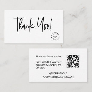 Script Thank you for order QR code discount Business Card