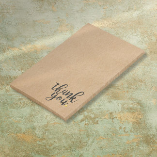 Script Thank You Gold Love Heart Rustic Kraft Post-it Notes