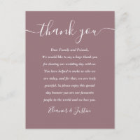 Script Thank You Mauve Wedding Place Card