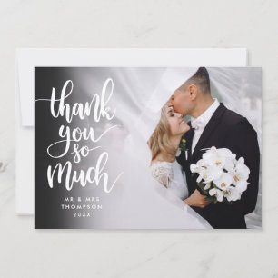 Script Thank You So Much Gold Hearts Wedding Photo Card