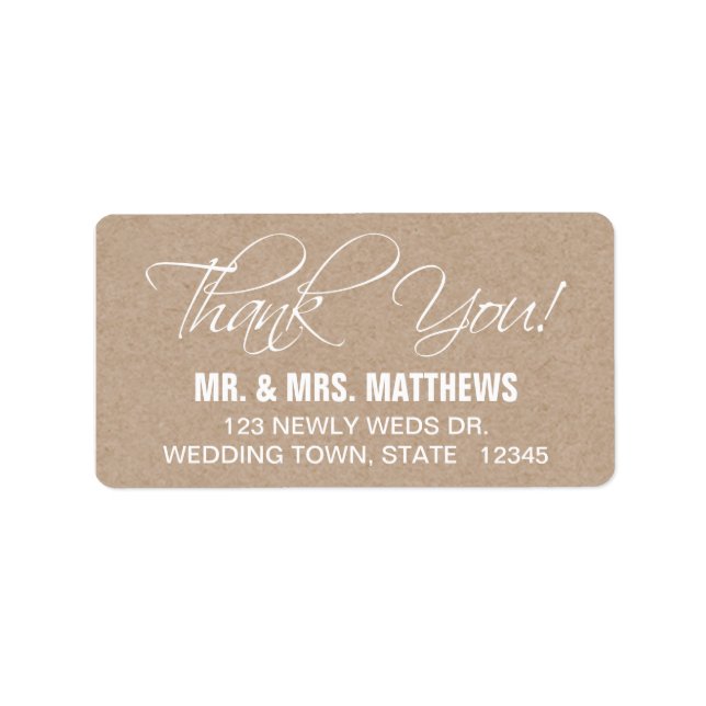 Script Thank You Wedding Address Label (Front)