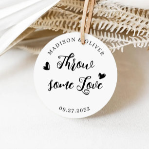 Script Throw Some Love Confetti Wedding Favour Classic Round Sticker