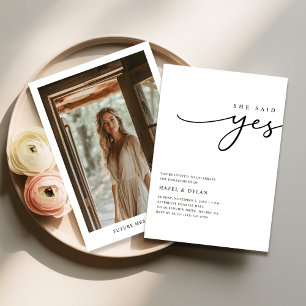 Script Trendy Minimal Wedding Engagement Photo Invitation