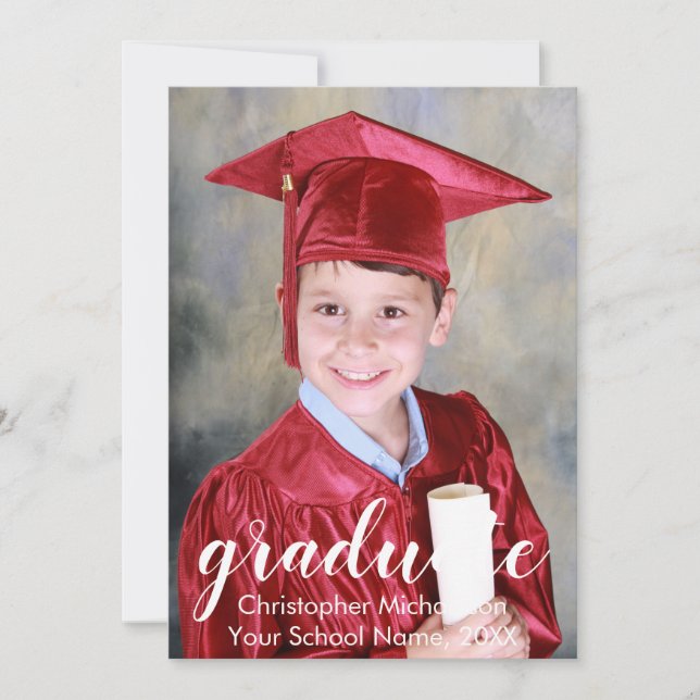 Script Two Photo Graduation Announcement (Front)