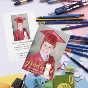 Script Two Photo Graduation Announcement