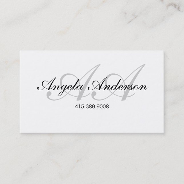 Script Typographic Name And Initials Business Card (Front)