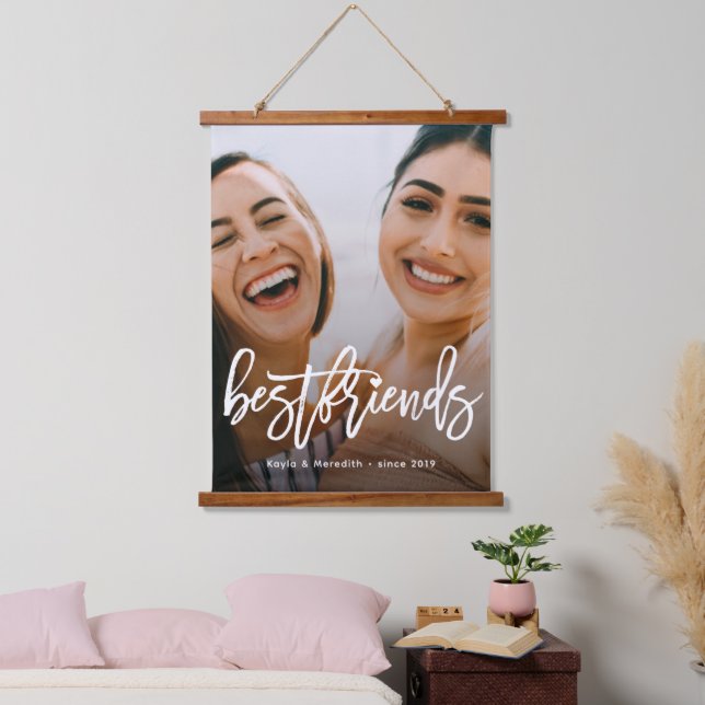 Script Typography Bestfriends Photo Hanging Tapestry (Bedroom)
