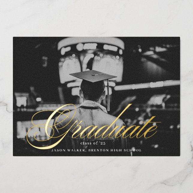 Script Typography Graduate Announcement Photo Card (Front)