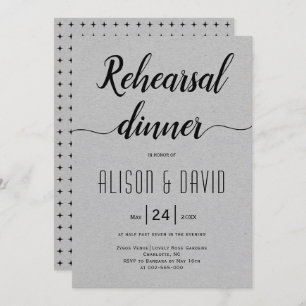 Script typography grey wedding rehearsal dinner invitation