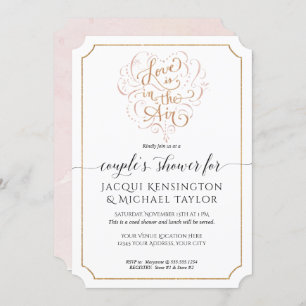 Script Typography Love in Air Gold Couples Shower Invitation