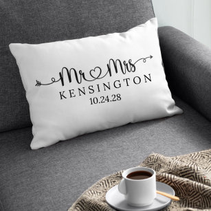 Script Typography Personalised Mr Mrs Wedding Decorative Cushion