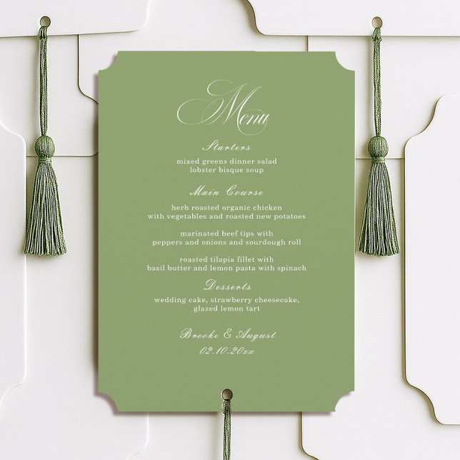 Script Typography Sage Green Wedding Menu Card (Creator Uploaded)