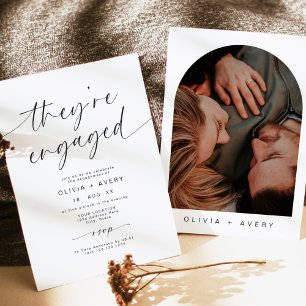 Script Typography They're Engaged Invitation