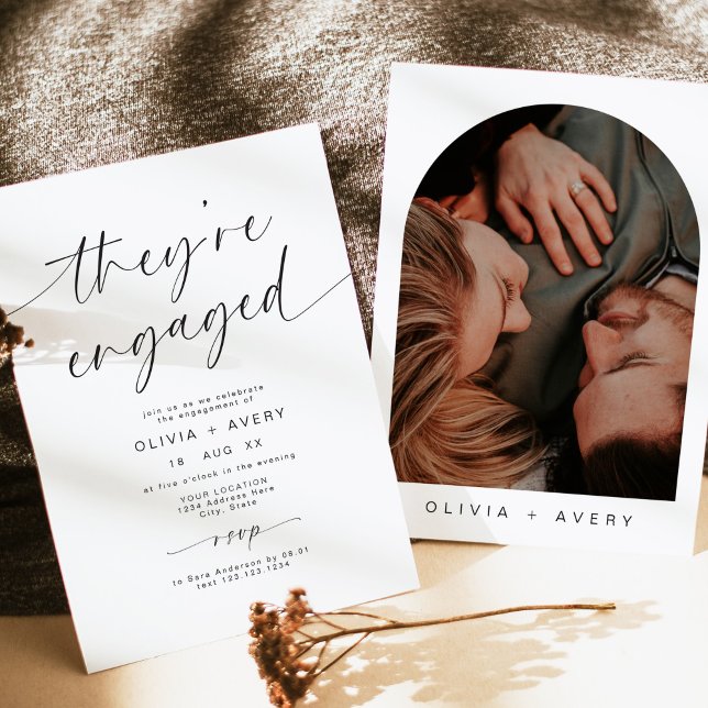 Script Typography They're Engaged Invitation (Creator Uploaded)