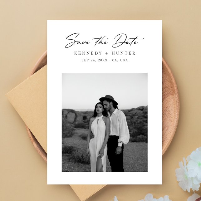 Script Ultra Modern Minimal Photo Wedding Save The Date (Creator Uploaded)