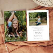 Script Vertical Photo Graduation Invitation