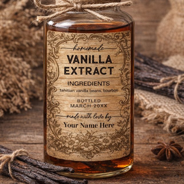 Script Vintage Homemade Vanilla Extract Label (Creator Uploaded)