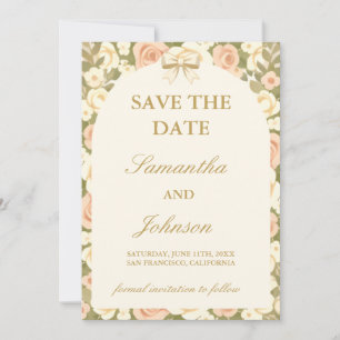 Script Vintage Ivory Save the Date Card